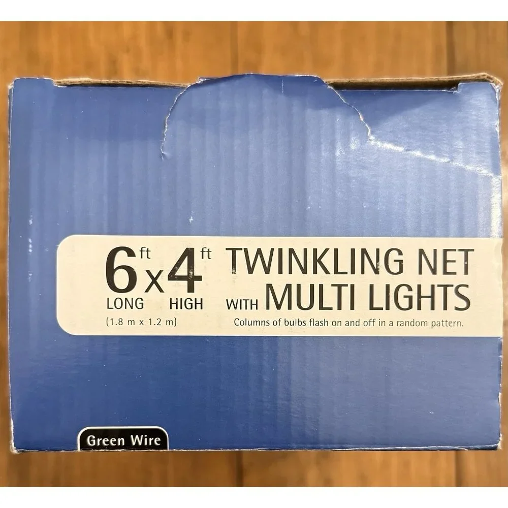 Vintage Multicolor Twinkling Net Lights 150 Indoor/Outdoor 6x4 Christmas Holiday
